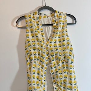 Yellow flower button down summer dress by Miami Size medium